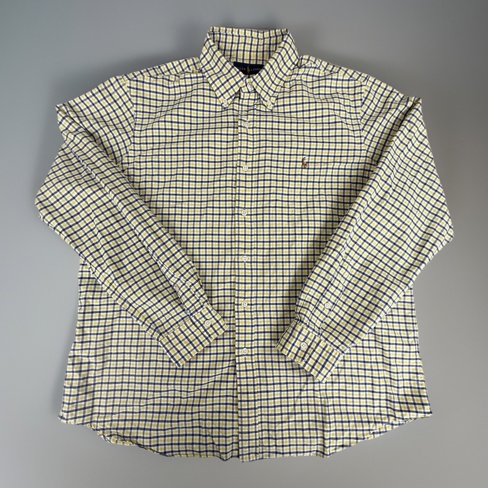 Polo Ralph Lauren Men’s XL Yellow Blue Plaid Oxford Button Down Shirt